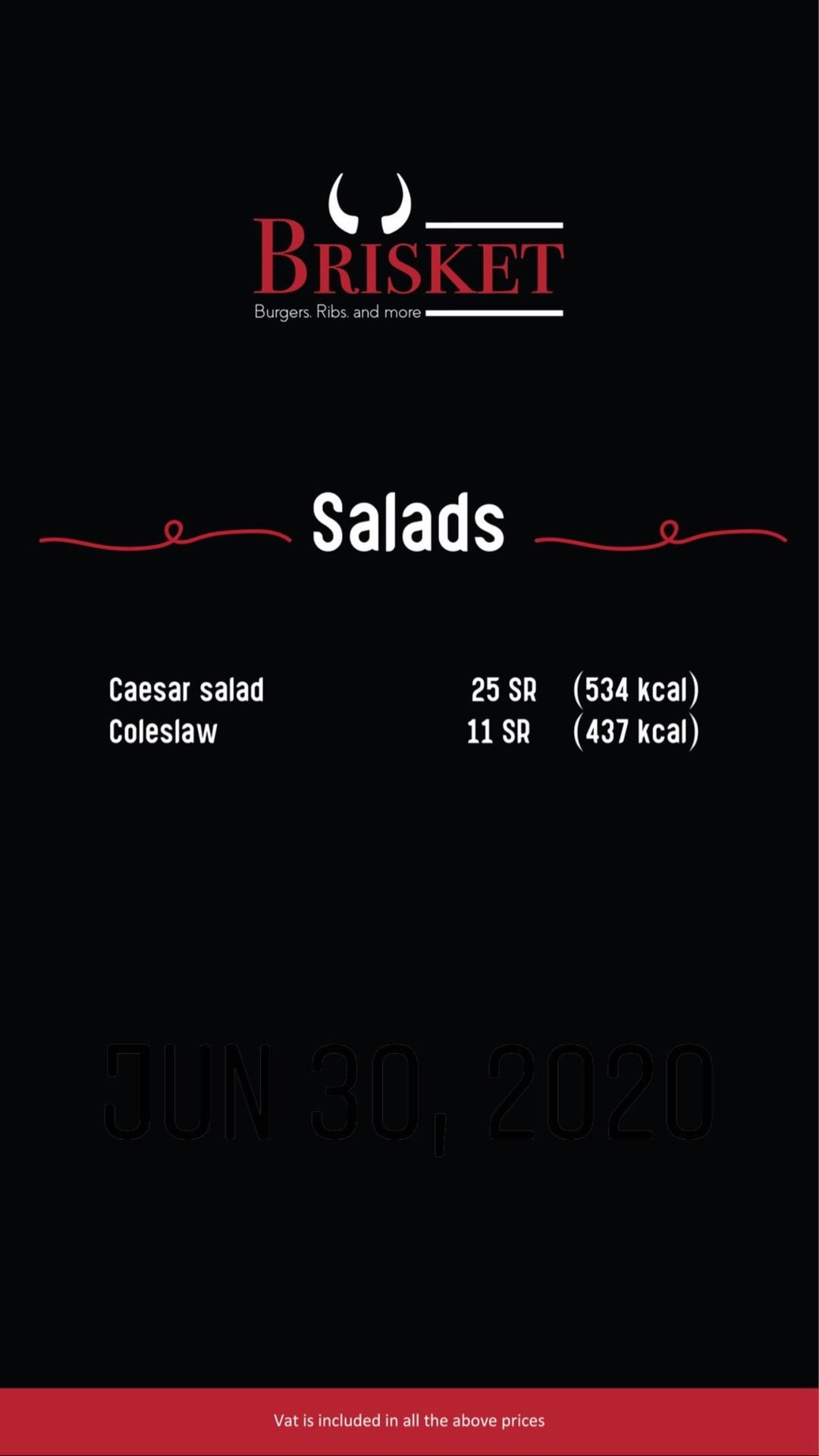 Brisket menu